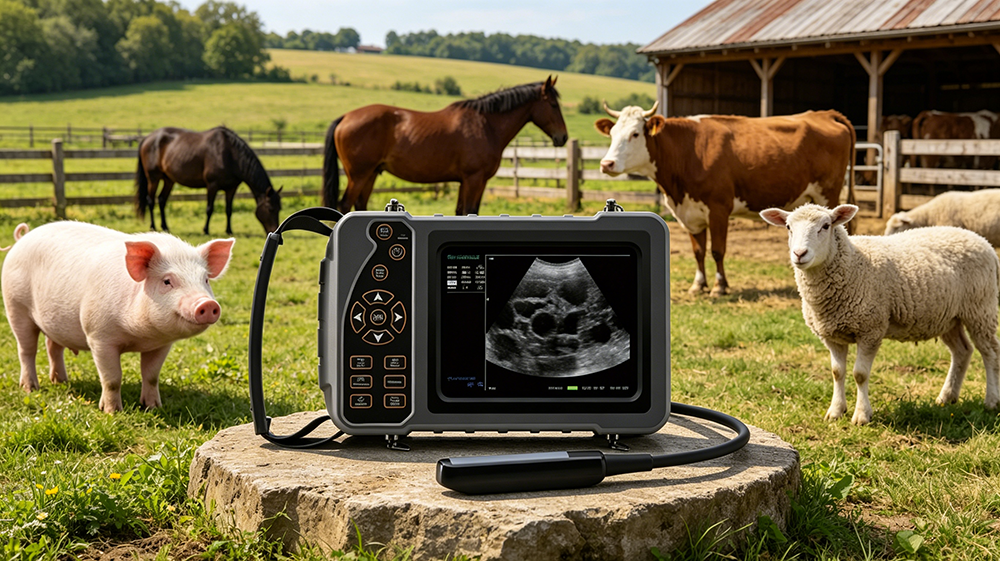 Portable veterinary ultrasound machine solution for ranch breeding facilities